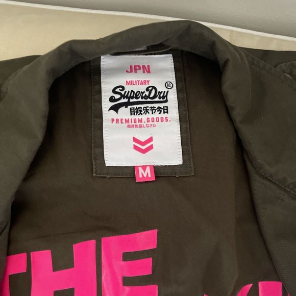 VTG SUPERDRY JPN WOMEN'S BUTTON DOWN JACKET ARMY GREEN POCKETS MILITARY SIZE M - Picture 6 of 8